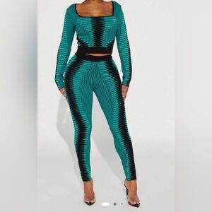 Sweater Set (2pc) Teal and Black leggings set